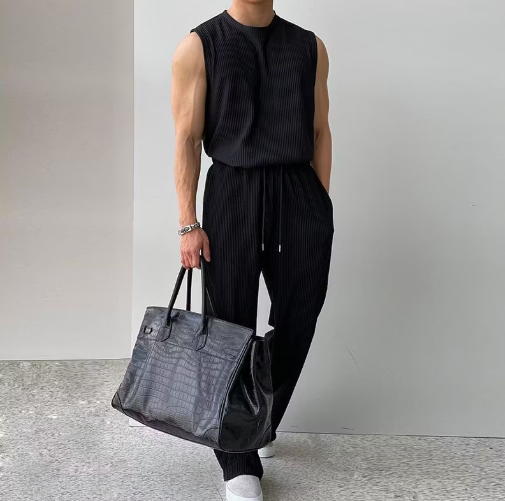 Men’s Ribbed Sleeveless Lounge Set
