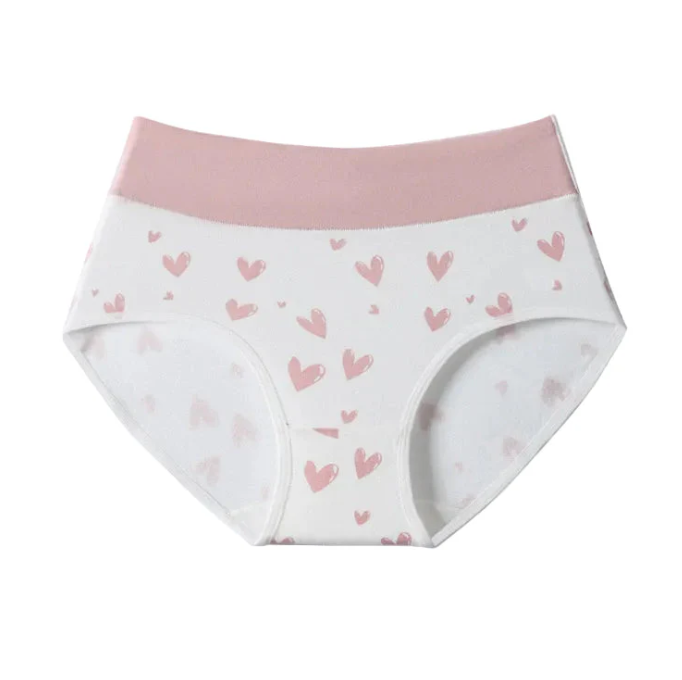 Women's Heart-Print High-Waisted Briefs – 6 Pack
