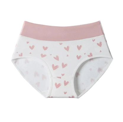 Women's Heart-Print High-Waisted Briefs – 6 Pack