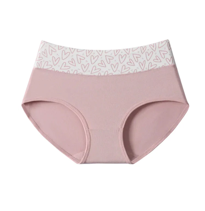 Women's Heart-Print High-Waisted Briefs – 6 Pack
