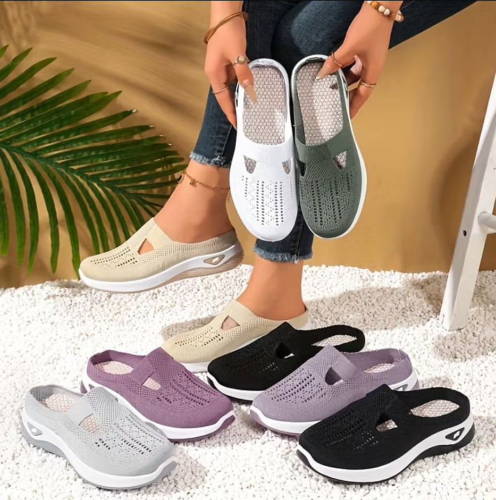 Women's Knitted Open-Back Slip-On Trainers