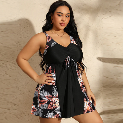 Women's Printed Swimdress with Built-In Shorts