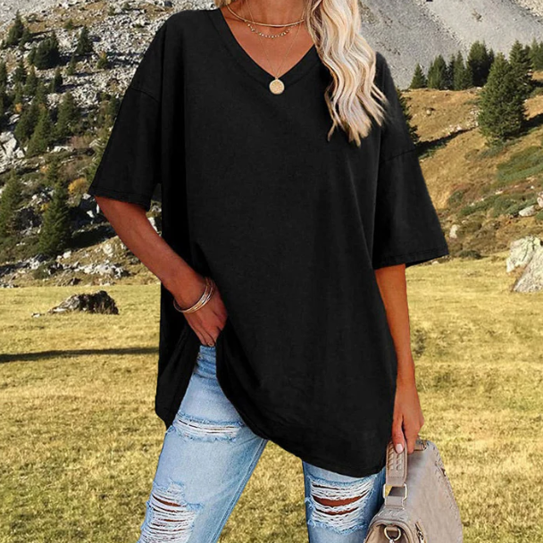 Women's Relaxed V-Neck Longline T-Shirt