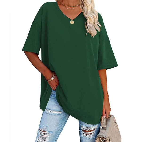 Women's Relaxed V-Neck Longline T-Shirt