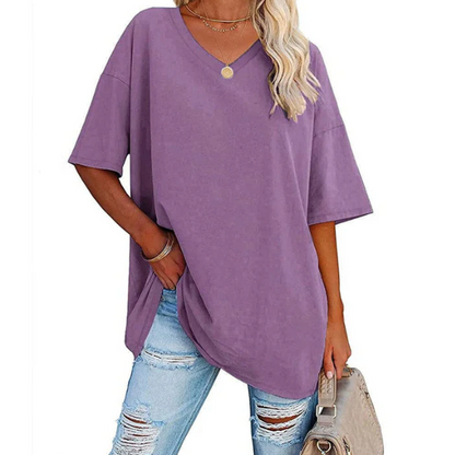 Women's Relaxed V-Neck Longline T-Shirt