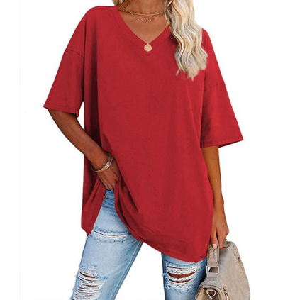 Women's Relaxed V-Neck Longline T-Shirt
