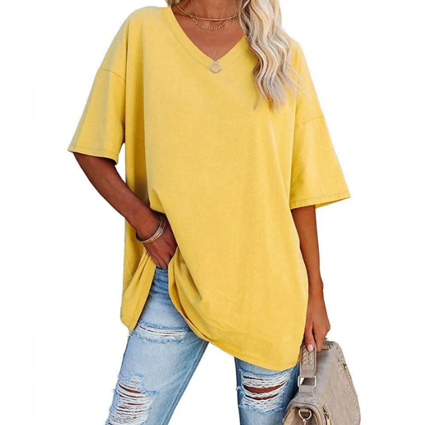 Women's Relaxed V-Neck Longline T-Shirt