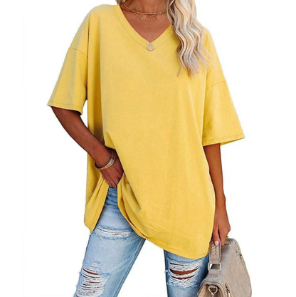 Women's Relaxed V-Neck Longline T-Shirt