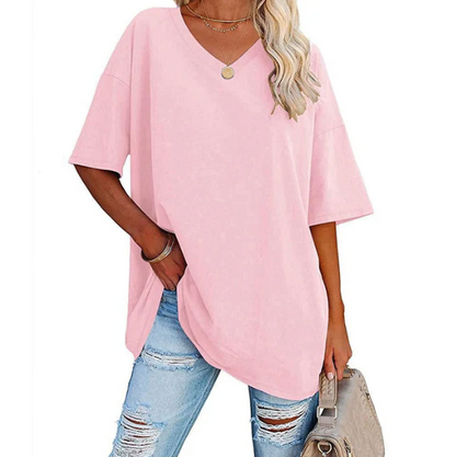 Women's Relaxed V-Neck Longline T-Shirt