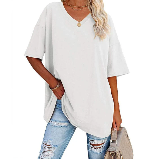 Women's Relaxed V-Neck Longline T-Shirt