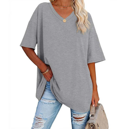Women's Relaxed V-Neck Longline T-Shirt