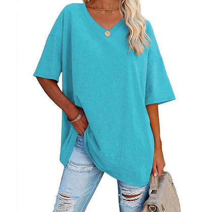Women's Relaxed V-Neck Longline T-Shirt