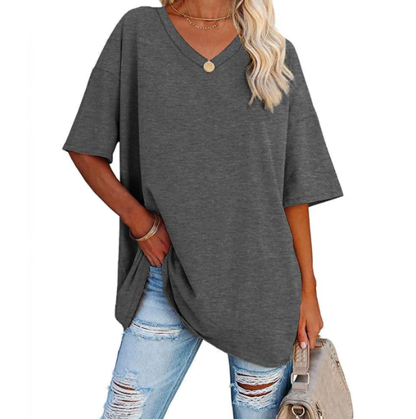 Women's Relaxed V-Neck Longline T-Shirt