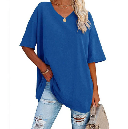 Women's Relaxed V-Neck Longline T-Shirt