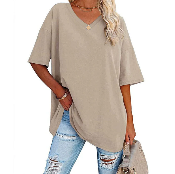 Women's Relaxed V-Neck Longline T-Shirt