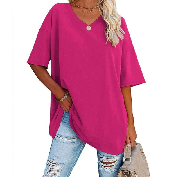 Women's Relaxed V-Neck Longline T-Shirt