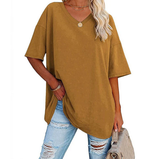 Women's Relaxed V-Neck Longline T-Shirt