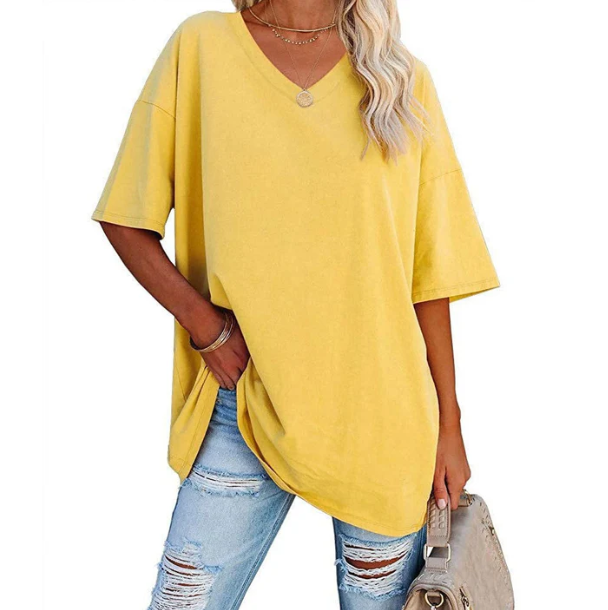 Women's Relaxed V-Neck Longline T-Shirt