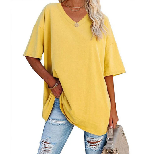 Women's Relaxed V-Neck Longline T-Shirt