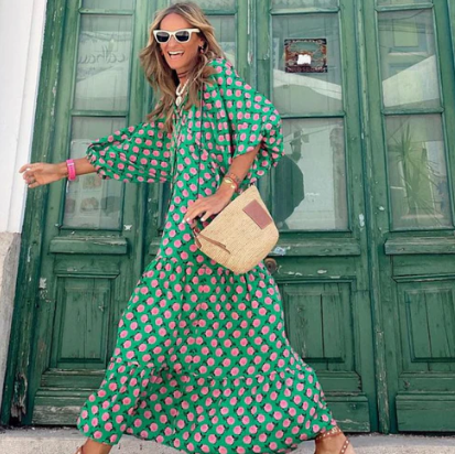 Women's Puff-Sleeve Floral Maxi Dress