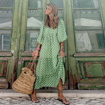 Women's Puff-Sleeve Floral Maxi Dress