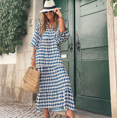 Women's Puff-Sleeve Floral Maxi Dress