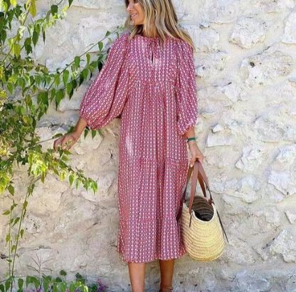 Women's Puff-Sleeve Floral Maxi Dress
