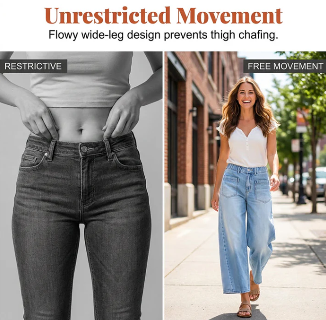 Women's Wide-Leg Jeans with Patch Pockets