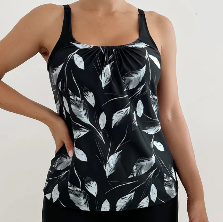 Women's Printed Tankini Top and Swim Shorts Set