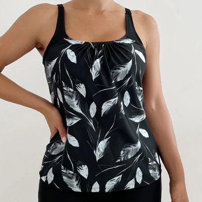 Women's Printed Tankini Top and Swim Shorts Set