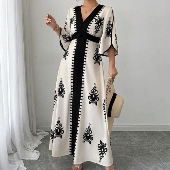 Women's Retro Print Maxi Dress