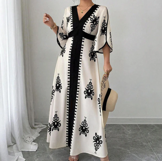 Women's Retro Print Maxi Dress