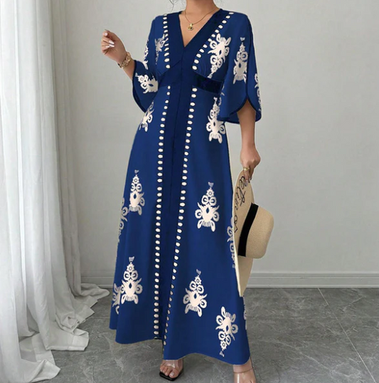 Women's Retro Print Maxi Dress