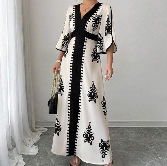 Women's Retro Print Maxi Dress