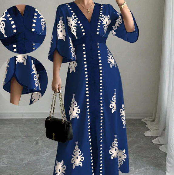 Women's Retro Print Maxi Dress
