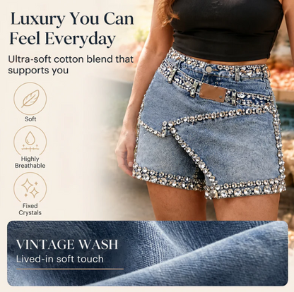 Women's Crystal-Trim Denim Skort