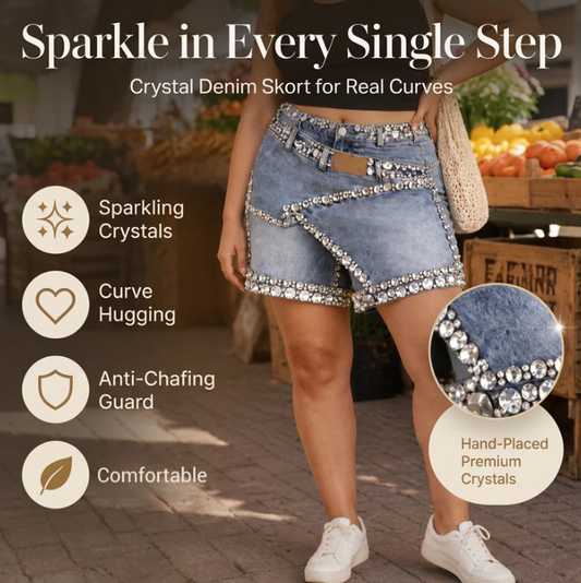 Women's Crystal-Trim Denim Skort