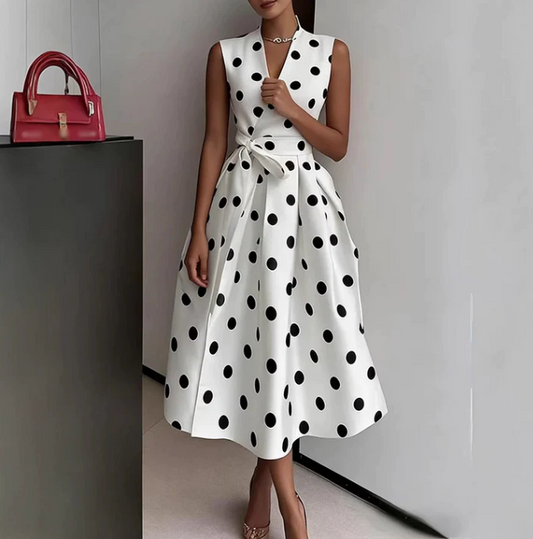 Women's Polka Dot Tie-Waist Dress