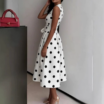 Women's Polka Dot Tie-Waist Dress