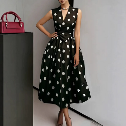 Women's Polka Dot Tie-Waist Dress