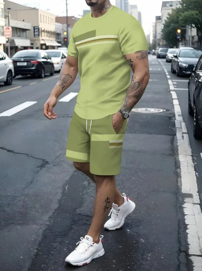 Men’s Colour-Block T-Shirt and Shorts Set
