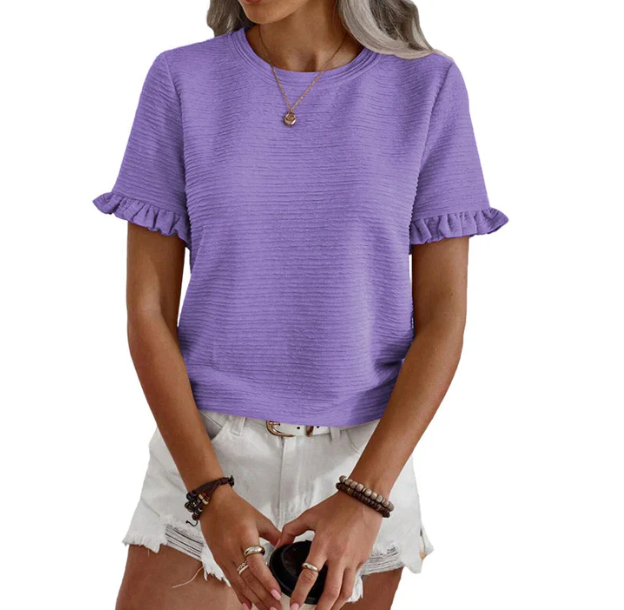 Women's Textured Ruffle-Sleeve Top