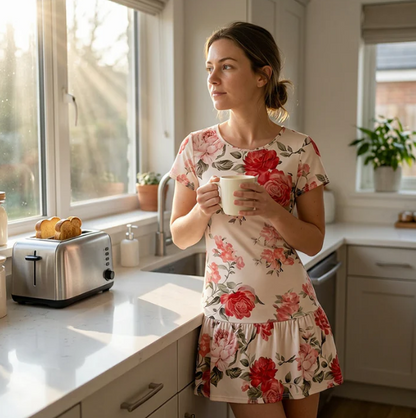 Women's Floral Ruffle-Hem Dress