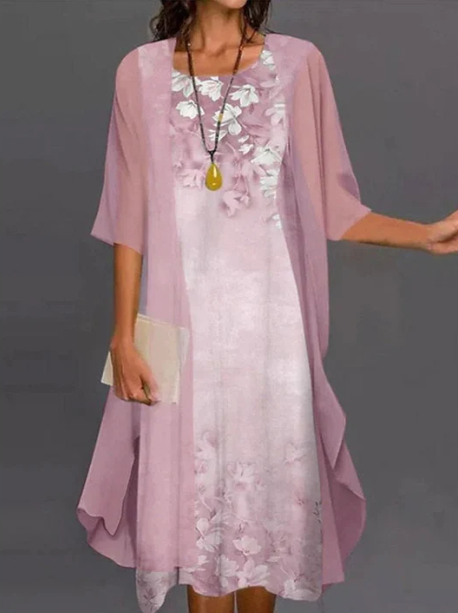 Women's Floral Layered Midi Dress