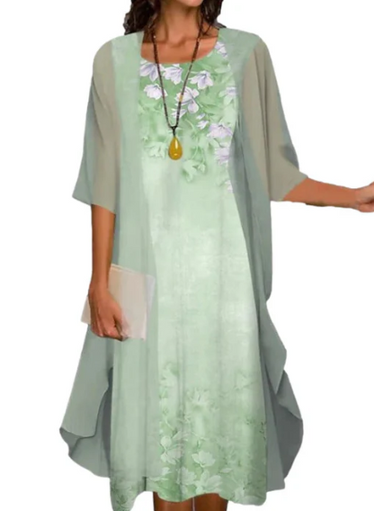 Women's Floral Layered Midi Dress