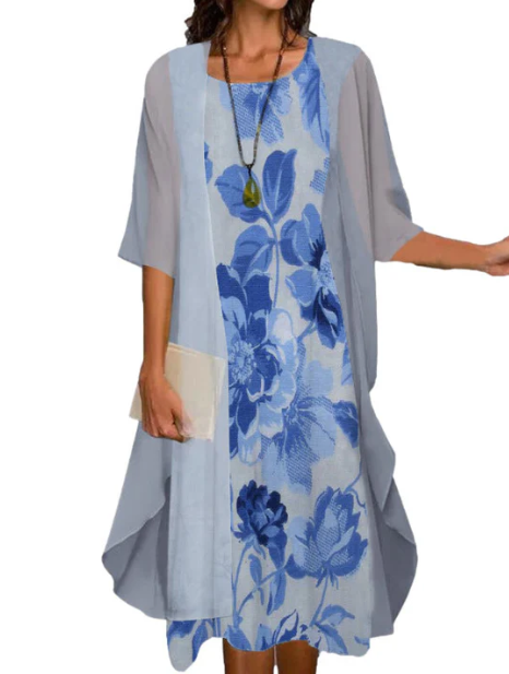Women's Floral Layered Midi Dress