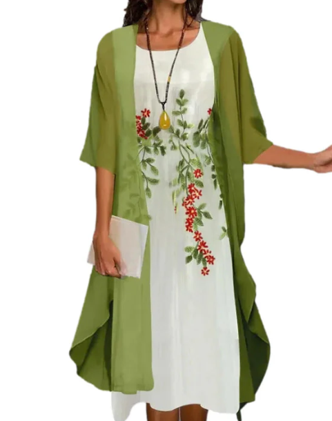 Women's Floral Layered Midi Dress