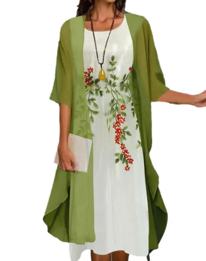 Women's Floral Layered Midi Dress