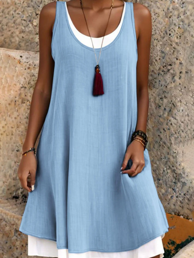 Women's Layered Sleeveless Midi Dress