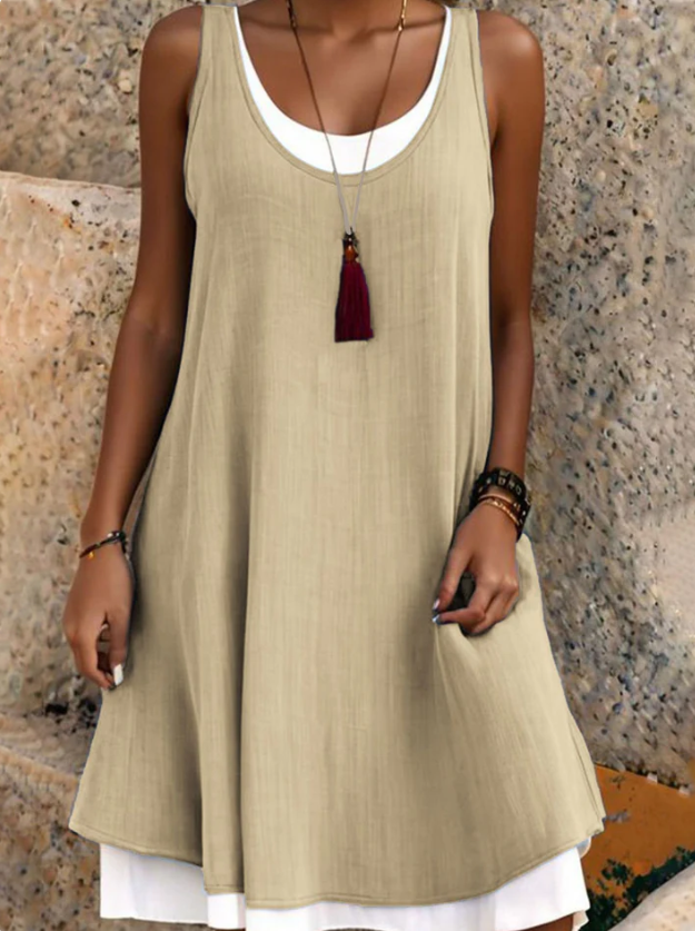 Women's Layered Sleeveless Midi Dress